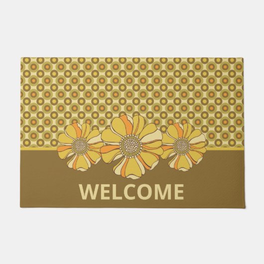 Retro 70er Geometric Floral Fußmatte (Vorderseite)