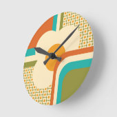 Retro 70er Geometric Floral Runde Wanduhr (Winkel)
