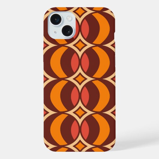 Retro 70er Geometric Globe Muster Herbst iPhone Hülle (Rückseite)