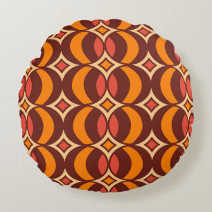 Retro 70er Geometric Globe Muster Herbst Rundes Kissen