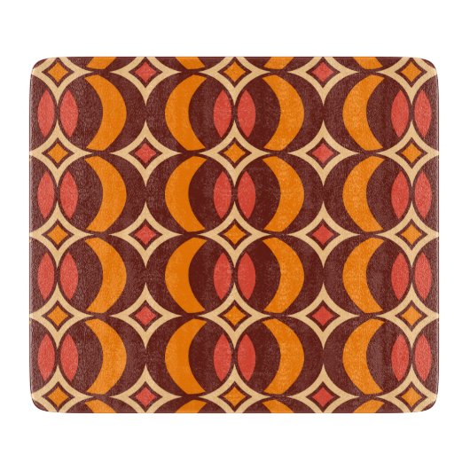 Retro 70er Geometric Globe Muster Herbst Schneidebrett (Vorderseite)