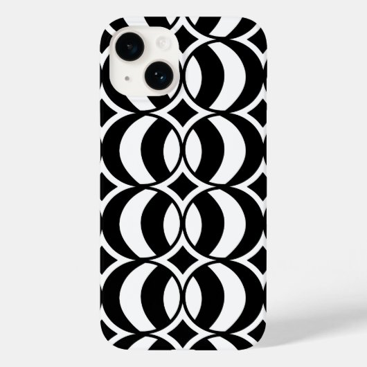 Retro 70er Geometric Globe Pattern Schwarz & Weiß Case-Mate iPhone Hülle (Rückseite)