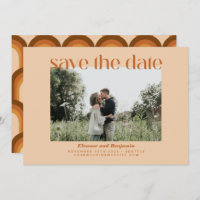 Retro 70er Geometric Terracotta Tan Foto Wedding