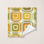 Retro 70er Geometrisches Muster in warmen Tönen Badhandtuch Set (Waschlappen)