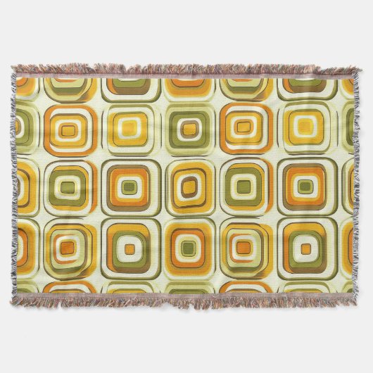 Retro 70er Geometrisches Muster in warmen Tönen Decke (Vorderseite)