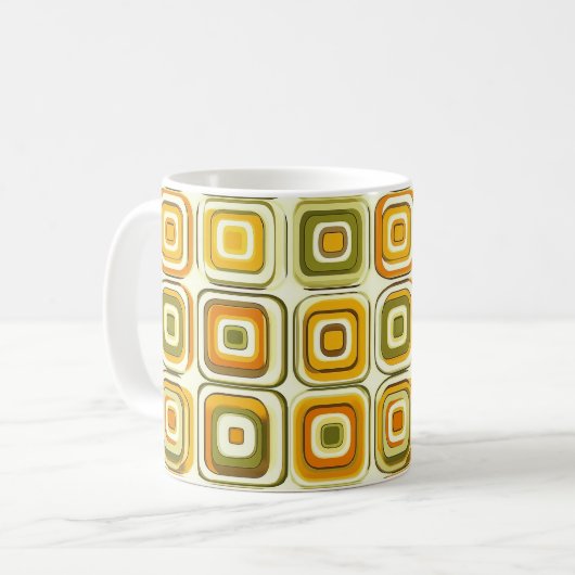 Retro 70er Geometrisches Muster in warmen Tönen Kaffeetasse (Vorderseite Links)