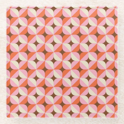 Retro 70er geometrisches nahtloses Muster. Glasuntersetzer (Vorderseite)