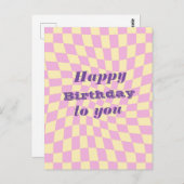 Retro 70er gezauberte Karo glücklich Geburtstag Postkarte (Vorne/Hinten)