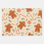 Retro 70er Gingerbread Man Weihnachtsdekorationspa Geschenkpapier Set (Vorderseite 3)