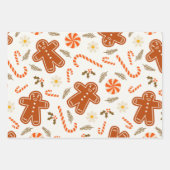 Retro 70er Gingerbread Man Weihnachtsdekorationspa Geschenkpapier Set (Vorderseite 2)