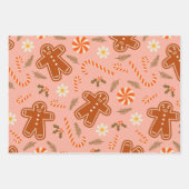 Retro 70er Gingerbread Man Weihnachtsdekorationspa Geschenkpapier Set (Vorderseite)