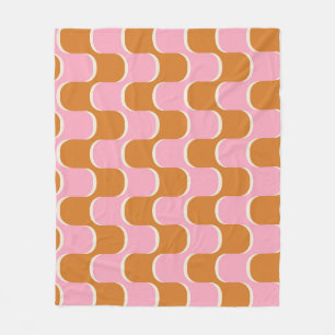 Retro 70er: Gold-Pink Wavy Muster. Fleecedecke