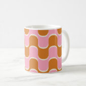 Retro 70er: Gold-Pink Wavy Muster. Kaffeetasse (VorderseiteRechts)