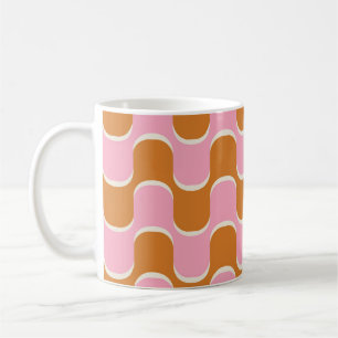 Retro 70er: Gold-Pink Wavy Muster. Kaffeetasse