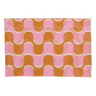 Retro 70er: Gold-Pink Wavy Muster. Kissenbezug
