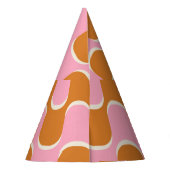 Retro 70er: Gold-Pink Wavy Muster. Partyhütchen (Rückseite)