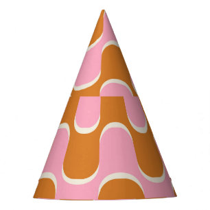 Retro 70er: Gold-Pink Wavy Muster. Partyhütchen