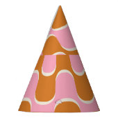 Retro 70er: Gold-Pink Wavy Muster. Partyhütchen (Links)
