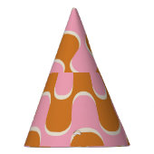 Retro 70er: Gold-Pink Wavy Muster. Partyhütchen (Rechts)