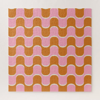Retro 70er: Gold-Pink Wavy Muster. Puzzle