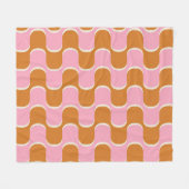 Retro 70er: Gold-Rosa Wellenmuster. Fleecedecke (Vorderseite (Horizontal))