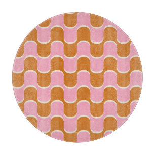 Retro 70er: Gold-Rosa Wellenmuster. Schneidebrett