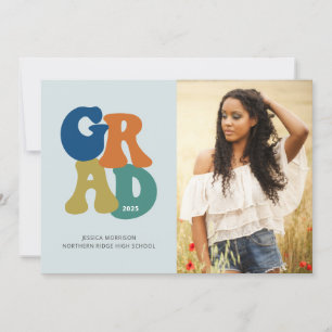 Retro '70er Grad 2024 Groovy Graduation Party Einladung