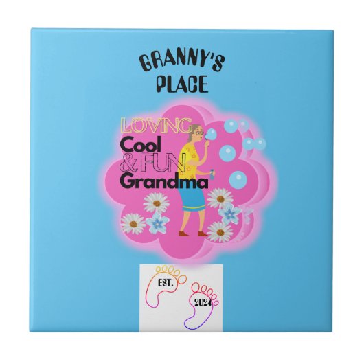 Retro 70er Granny's Place Fliese (Vorderseite)