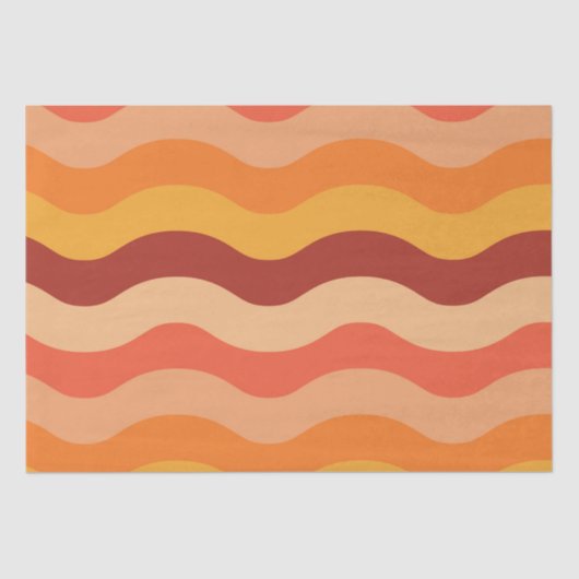 Retro 70er groovy abstrakte Wellen orange und gelb Seidenpapier (Vorderseite)