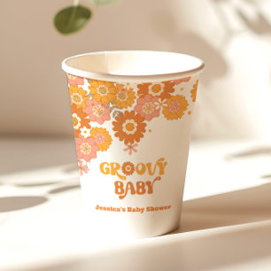 Retro 70er Groovy Babyblumendusche Pappbecher