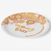 Retro 70er Groovy Babydusche Pappteller (Schrägansicht)