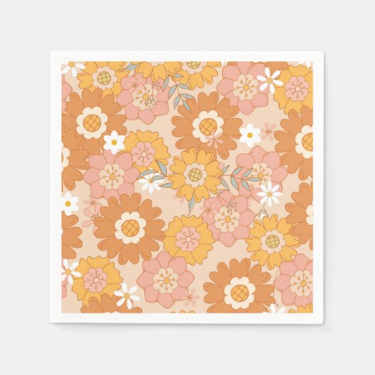 Retro 70er Groovy Babydusche Serviette (Vorderseite)