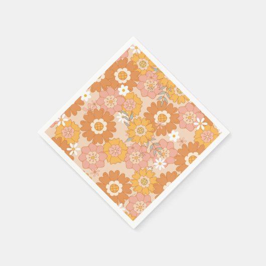 Retro 70er Groovy Babydusche Serviette (Ecke)