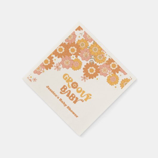 Retro 70er Groovy Babydusche Serviette (Ecke)