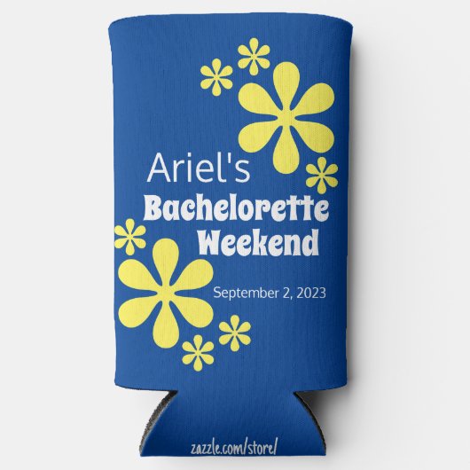 Retro 70er Groovy Blueberry Bachelorette Gevor Selters Dosenkühler (Vorderseite)