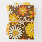 Retro 70er Groovy Blume mit Atomwaffen Sternexplos Geschenkpapier Set (Beispiel)