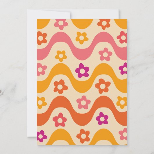 Retro 70er Groovy Blumendusche Einladung (Rückseite)