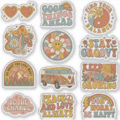 Retro 70er Groovy Boho Aufkleber Sticker Pack (Vorderseite)