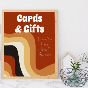 Retro 70er Groovy Boho Hochzeitskarten und Geschen Poster