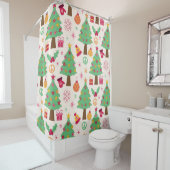 Retro 70er Groovy Christmas Trees Pattern Duschvorhang (Beispiel)
