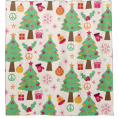 Retro 70er Groovy Christmas Trees Pattern Duschvorhang (Vorderseite)