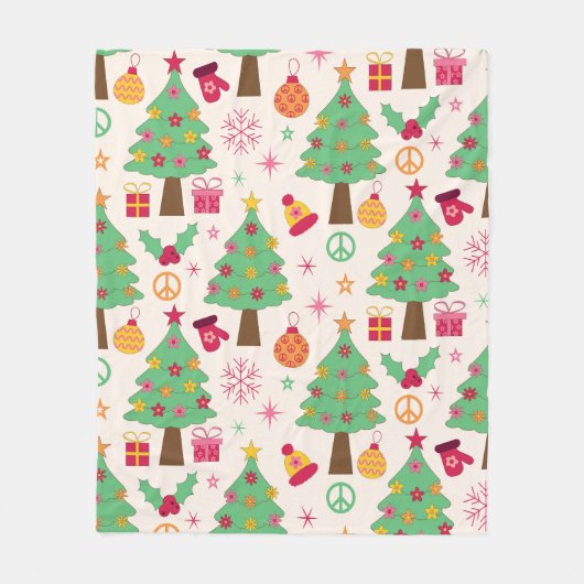 Retro 70er Groovy Christmas Trees Pattern Fleecedecke (Vorderseite)