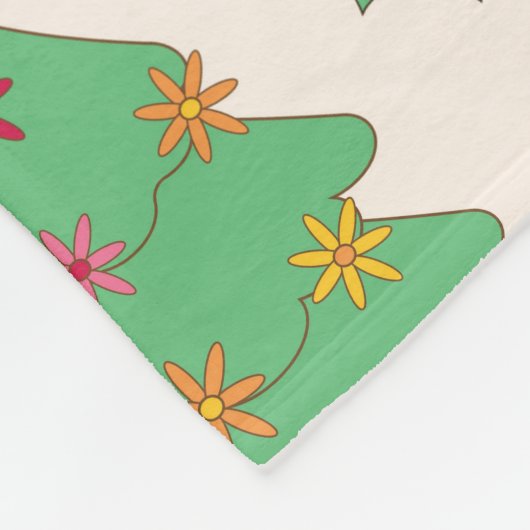 Retro 70er Groovy Christmas Trees Pattern Fleecedecke (Ecke)