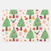 Retro 70er Groovy Christmas Trees Pattern Geschenkpapier Set (Vorderseite)