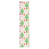 Retro 70er Groovy Christmas Trees Pattern Kurzer Tischläufer (Vorderseite)