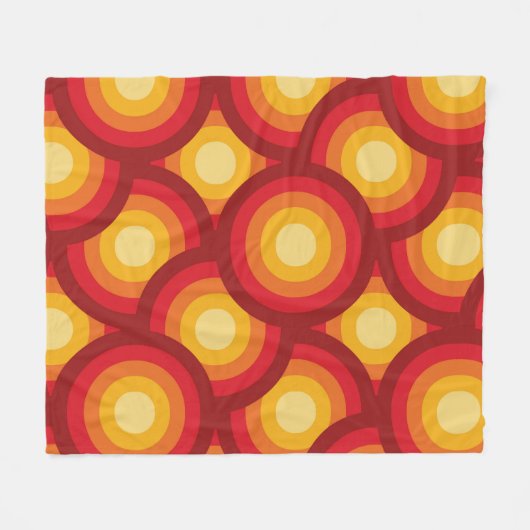 Retro 70er Groovy Circles-Muster Fleecedecke (Vorderseite (Horizontal))