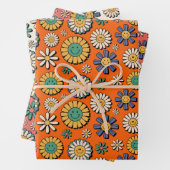 Retro 70er Groovy Daisies Hippie Blume Geschenkpapier Set (Beispiel)