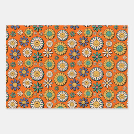 Retro 70er Groovy Daisies Hippie Blume Geschenkpapier Set