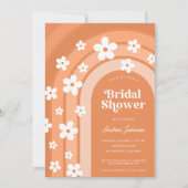 Retro 70er Groovy Daisy Boho Rainbow Brautparty Einladung (Vorderseite)