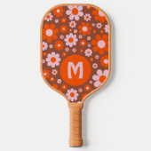 Retro 70er Groovy Daisy Orange Pickleball Schläger (Vorderseite)